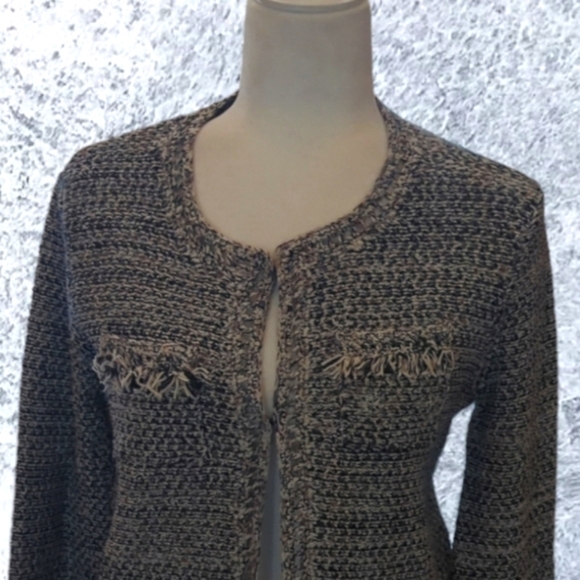 Joie linen blend nubby fringe pockets lightweight neutral career blazer sz XS - Picture 2 of 10